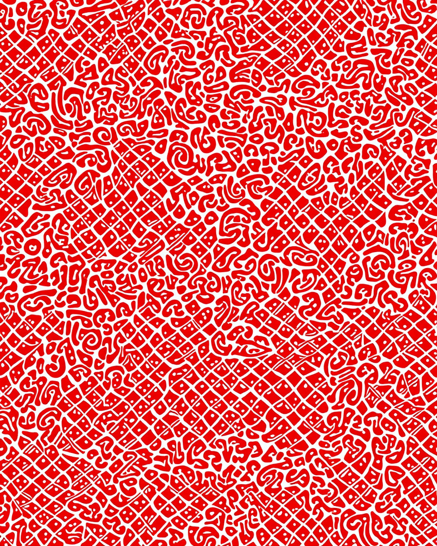 Bold Red Abstract Organic Grid Rug