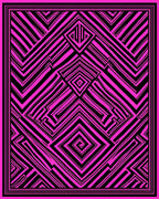 Bold Pink Black Geometric Maze Rug