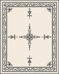 Elegant Black Floral Border Cream Rug