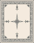 Elegant Black Floral Border Cream Rug
