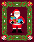 Festive Santa Claus Christmas Garlands Rug