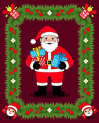 Festive Santa Claus Christmas Garlands Rug