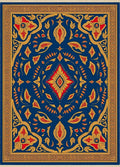 Royal Blue Red Gold Medallion Rug