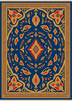 Royal Blue Red Gold Medallion Rug