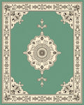 Elegant Teal Medallion Floral Border Rug