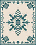Teal Floral Intricate Medallion Rug
