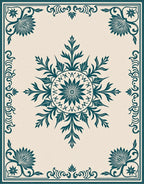 Teal Floral Intricate Medallion Rug