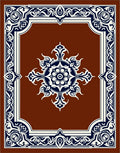 Rich Brown Floral Medallion Frame Rug
