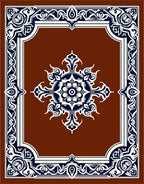 Rich Brown Floral Medallion Frame Rug
