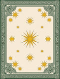 Cream Yellow Starburst Bordered Rug