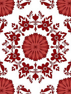 Crimson Floral Medallion Repeat Rug