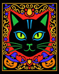 Vibrant Black Cat Halloween Border Rug