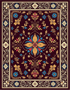 Aubergine Garden Floral Medallion Rug