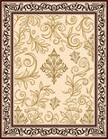 Golden Floral Scrollwork Border Rug
