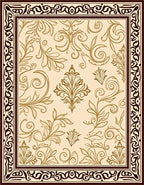 Golden Floral Scrollwork Border Rug