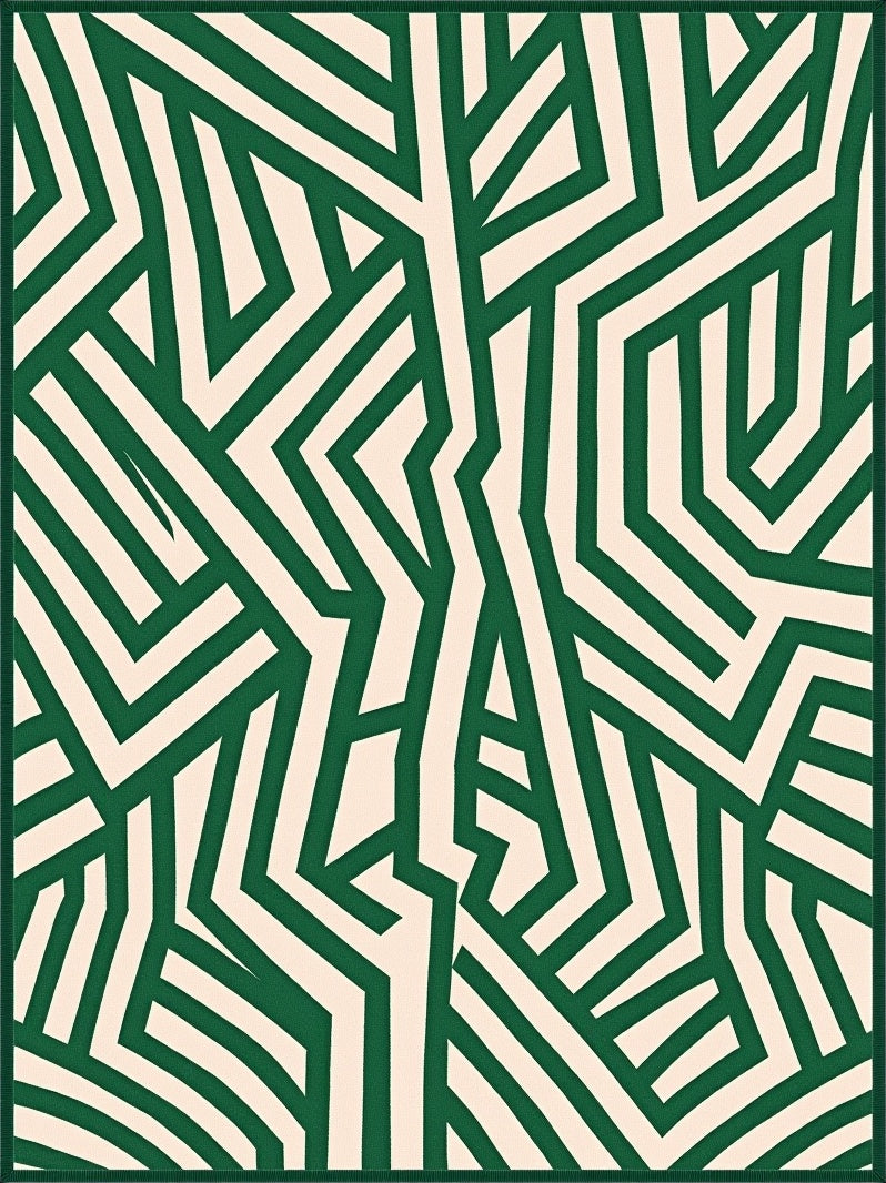 Bold Emerald Abstract Geometric Rug