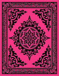Hot Pink Black Floral Medallion Frame Rug