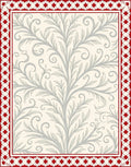 Cream Red Floral Vine Scroll Rug