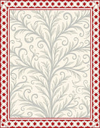 Cream Red Floral Vine Scroll Rug