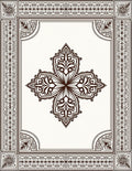 Ornate Brown Floral Medallion Border Rug