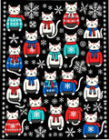 Whimsical Cats Snowflake Sweaters Black Rug