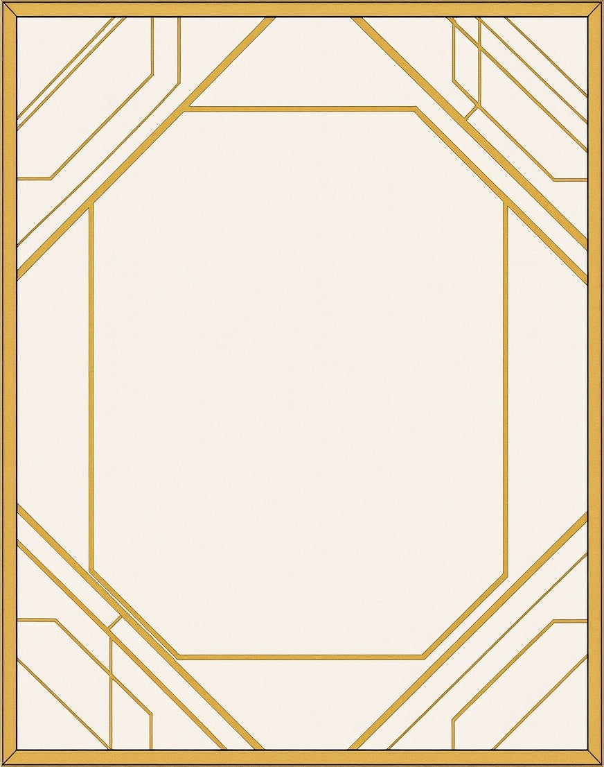 Golden Art Deco Geometric Frame Rug