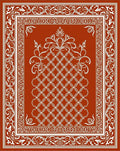 Burnt Orange Floral Medallion Border Rug