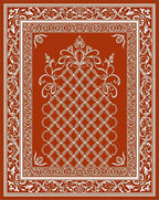 Burnt Orange Floral Medallion Border Rug
