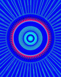 Vibrant Blue Radial Concentric Circles Rug