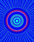 Vibrant Blue Radial Concentric Circles Rug