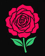 Bold Pink Rose Stem With Leaves Rug