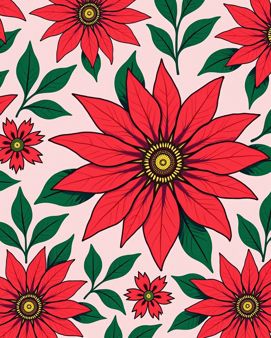 Bold Red Poinsettia Garden Background Rug