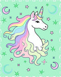 Pastel Unicorn Stars Crescents Green Rug