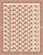 Crimson Floral Motif Geometric Harmony Rug