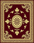 Burgundy Gold Floral Medallion Accents Rug