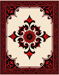 Crimson Black Floral Arch Rug