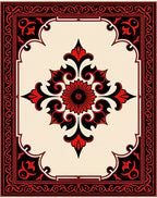 Crimson Black Floral Arch Rug