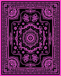 Vibrant Pink Black Medallion Paisley Rug