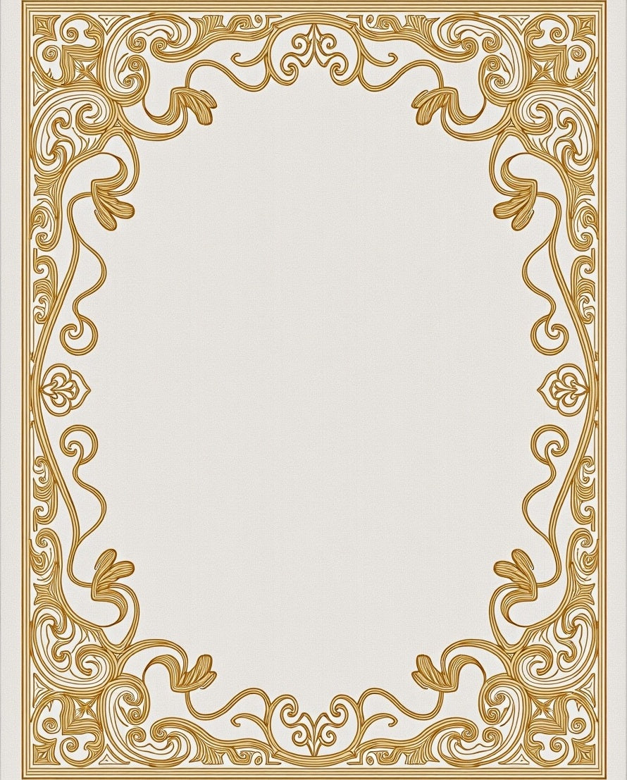 Ornate Golden Vine Border Rug