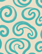 Teal Swirls On Cream Background Rug