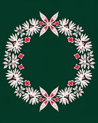 Red White Wreath Floral Garland Rug