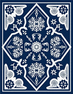 Midnight Blue Snowflake Mandala Art Rug