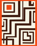 Retro Orange Brown Geometric Maze Rug