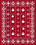 Red Snowman Snowflake Festive Border Rug