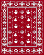Red Snowman Snowflake Festive Border Rug