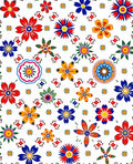 Colorful Folk Floral Medallion Arrangement Rug