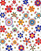 Colorful Folk Floral Medallion Arrangement Rug