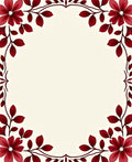 Deep Red Floral Vine Border Rug
