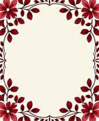 Deep Red Floral Vine Border Rug