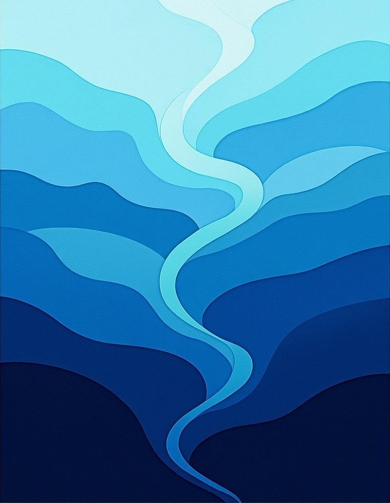 Deep Ocean Blue Layered Wave Rug